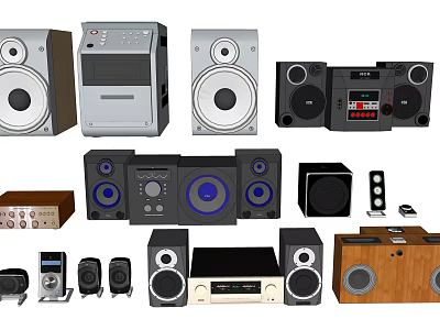 Different Designs of Headphones and Speakers Featuring Modern Vintage and Classic Styles 3d model