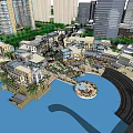Modern High Rise Residential Buildings With Waterfront Dock Boats And Green Trees