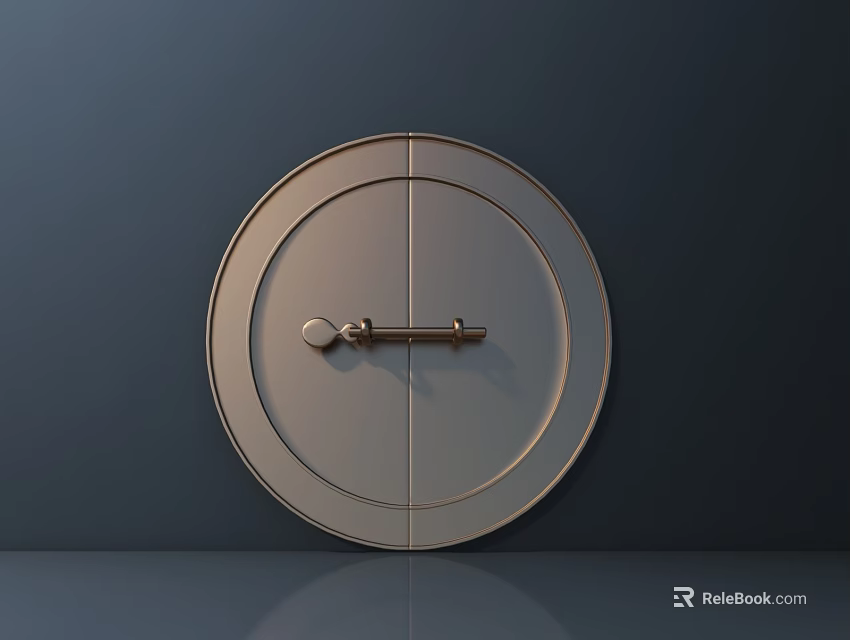 Sleek Metal Handle For Circular Door In Modern Minimal Home Design 3d model 