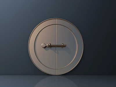 Sleek Metal Handle For Circular Door In Modern Minimal Home Design 3d model