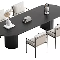 Middle style dining table and chair combination 3d model