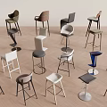 Diverse Modern Bar Stools With Stylish Designs For Home Interior Spaces 3d model
