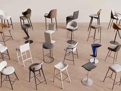 Diverse Modern Bar Stools With Stylish Designs For Home Interior Spaces 3d model