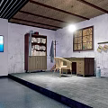 Traditional Cultural Center Courtyard With Tiled Roof White Walls And Bicycle