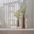 Modern Decorative Ornament Set with Glass Vases and Artificial Flowers for Home Decor