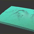 3D Terrain Model Visualization With Green Yellow Terrain And Snow Capped Mountains