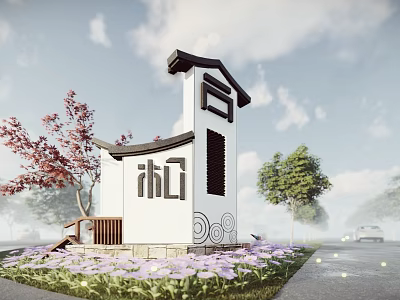 New Chinese Style Village Standard Village Standard Entrance 3d model