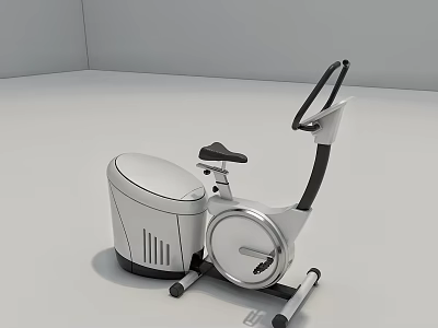 Modern Stationary Exercise Bike Fitness Equipment With White Black Frame And Adjustable Handle 3d model