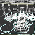 Industrial Equipment With Circular Structures Control Panels Green Railings Cables And Central Platform
