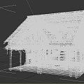 Traditional Rustic Wooden Building With Sloped Roof Porch And Wooden Columns