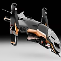 Futuristic Modern Fighter Jet With Black Gray Orange Color Scheme And Sleek Design