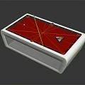 Sleek Red Felt Billiard Table With White Frame Cue Stick And Balls 3d model