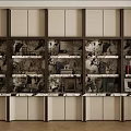Modern Display Cabinet With Multiple Units And Marble Countertop For Decorative Items 3d model