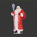 Traditional Santa Claus Standing Figure With Red Robe Golden Ornaments And Blue Scepter