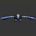 Mechanical Robot Character With Blue Body Silver Legs And Pink Arm Details