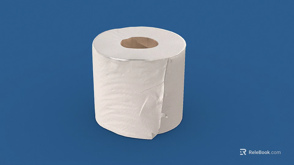 White Toilet Paper Roll With Soft Texture On Blue Background Surface 3d model 