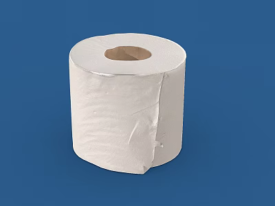 White Toilet Paper Roll With Soft Texture On Blue Background Surface 3d model