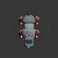 Futuristic Silver Metallic Robot Dog 3D Model with Blue Red Details Yellow Joints