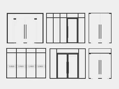 Double Doors Design With Various Frame Styles And Glass Panel Structures 3d model