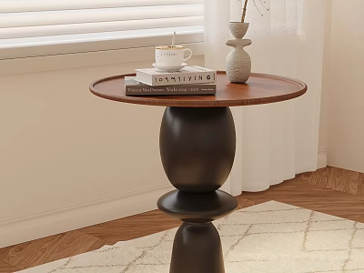 Artistic Round Wooden Side Table For Placing Books Coffee Cups And Small Home Decorations 3d model