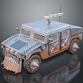 Rugged Armored Utility Vehicle With Spiked Tires Front Guard And Roof Mounted Equipment