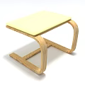 Modern Wooden Stool With Light Yellow Square Seat And Curved Frame in Simple Style