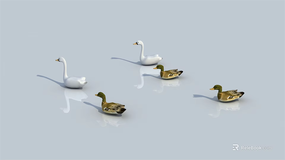 Different Reptile Species On Smooth Surface With Clear Reflections 3d model 