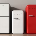 Three HUSKY Refrigerators And Freezers White And Red Double Single Door Designs