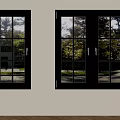 Modern Black Framed Windows With Clear Glass Showing Green Trees Outside