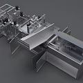 Industrial Processing Equipment With Metal Structure Mechanical System And Red Components