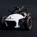 White And Orange Three Wheeled Motorcycle With Modern Design Sleek Body And Black Seat