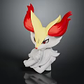 Fox Character Figure With White Sitting Body And Red Yellow Flame Ears