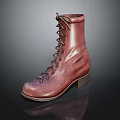 Brown Leather Lace Up Boots With Classic Design And Square Heel For Vintage Style