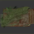 Cartoon Scene Of Green Plant Covered Semicircular Hut With Wooden Door And Ferns