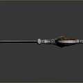 Traditional Curved Sword With Red Handle And Shiny Metal Blade On Dark Background