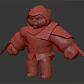 Feline Game and Movie Character in Assassin Style Hooded Armor With Dual Swords