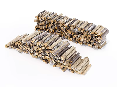 Stacked Natural Wood Firewood Logs Piles For Home Heating And Decorative Use 3d model