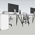 Modern Office Workspace With Dual Computer Desks Ergonomic Chairs And Monitors
