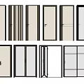 Modern Hinged Doors Featuring Glass Panels And Various Design Styles 3d model