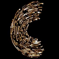 Abstract Golden Curved Decorative Structure With Metal Strips On Black Background
