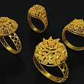 Jewelry Ring Gold Ring Curly 3d model