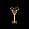 Elegant Silver Conical Martini Glass On Deep Blue Background With Shadow 3d model