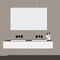 Modern sink hidden faucet mirror integrated basin 3d model