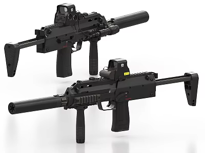 Two Black Tactical Rifles With Scope Barrel Stock And Ergonomic Grip Design 3d model