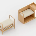 Wooden Sofa Bench With Light Cushion Storage Drawers Shelves And Modern Design