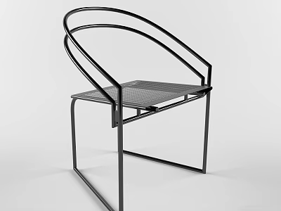 Modern Dining Chair with Black Metal Frame Mesh Seat and Sleek Curved Backrest 3d model