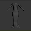 Elegant Dark Colored Long Sleeve Fitted Dress With Flared Hem Design