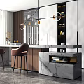 Modern Bar Chair Combination Bar Counter 3d model