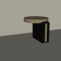 Modern Round Side Table With Beige Top And Black Geometric Base Design 3d model
