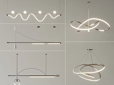 Modern Chandeliers Featuring Geometric Shapes Sleek Metallic Frames and LED Lighting 3d model